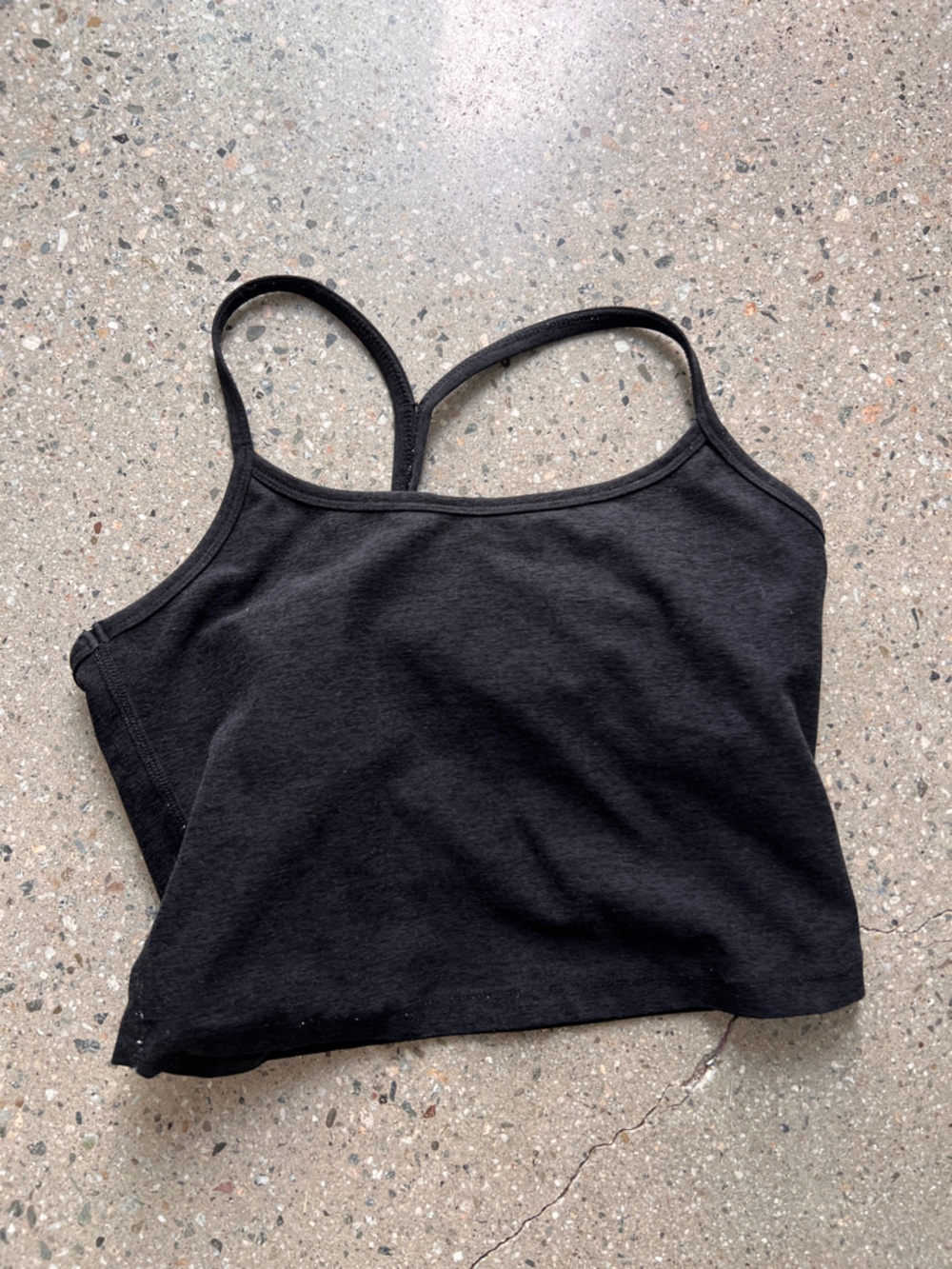 Beyond yoga S Black Cropped Strappy Tank Top with Small White Logo - Picture 3 of 3
